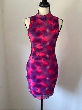 Sleeveless Purple & Pink Sheath Dress